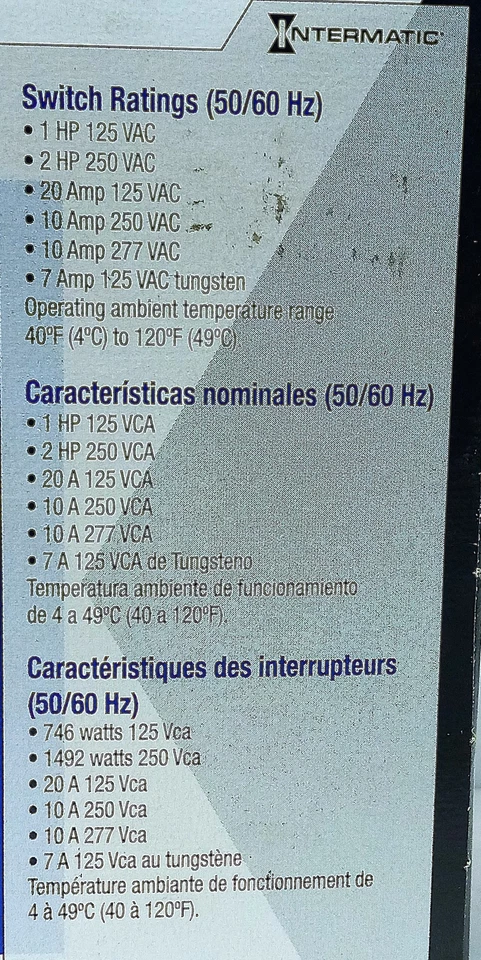 Intermatic FF12HC 120-277 V AC 7-20 A Auto Shut-Off Timer - Image 2 of 4