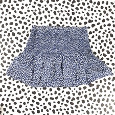 J.CREW CREWCUTS Girls' Smocked Blue Floral Cotton Voile Skirt MEDIUM BY169