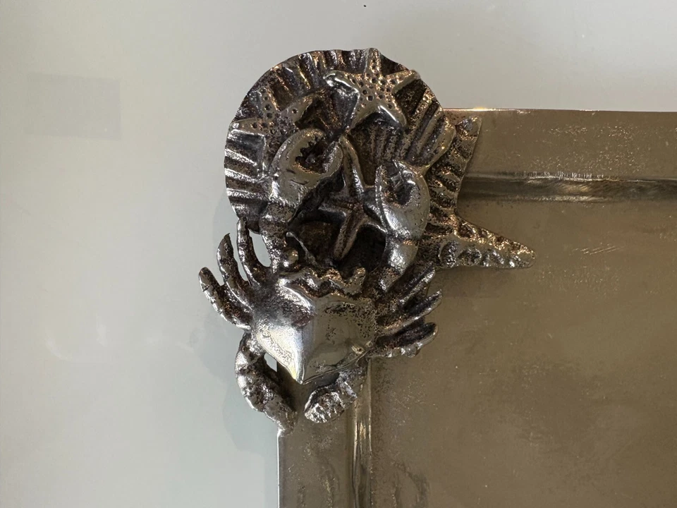 Star Home Metal Serving Tray Dish Platter Crab Shells Nautical - Image 4 of 4