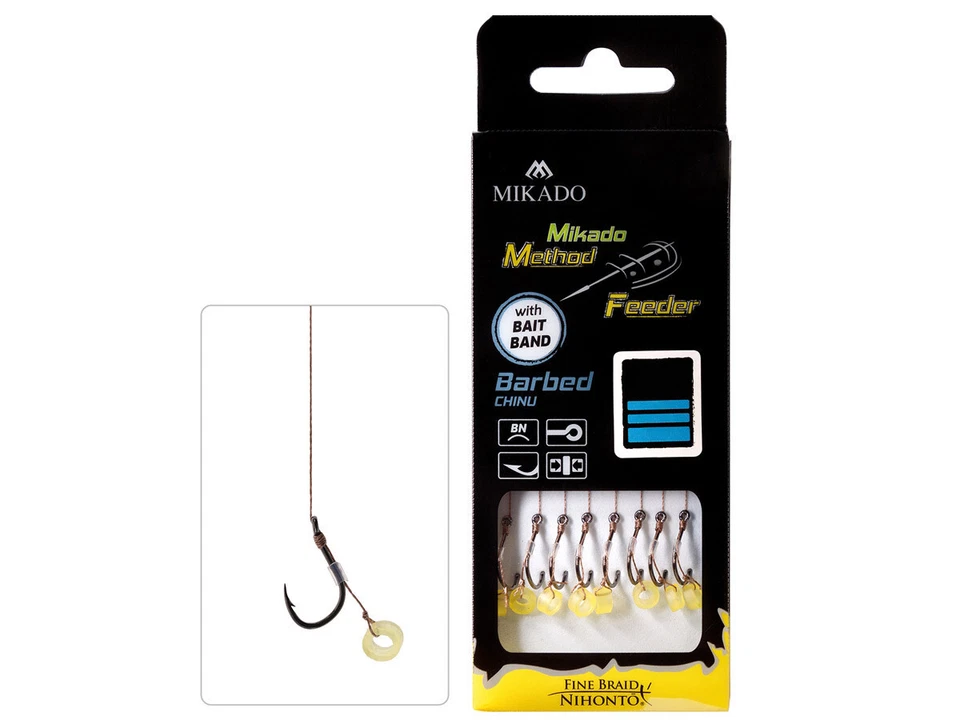 Mikado Method Feeder Rigs Braid Chinu with Bait Band 10cm #4 - #14 8pcs - Photo 1/1