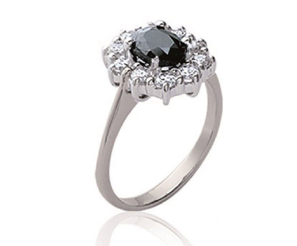 Bague Marquise argent rhodié saphir anti ternissement taille 54