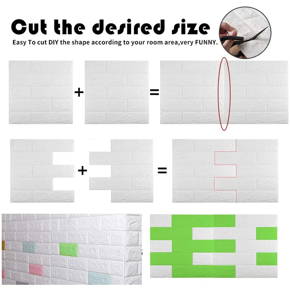 80PCS Stick On Tiles Self-Adhesive Kitchen Bathroom 3D Wall Sticker ...