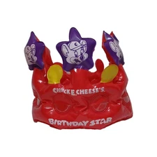 Chuck E Cheese Birthday Star Purple Party Kid Crown Holds Coins Blow Up 2010