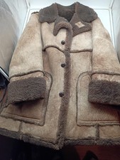 Vintage 70's Marlboro Man Shearling Coat Genuine Sheepskin Leather Fur Made USA