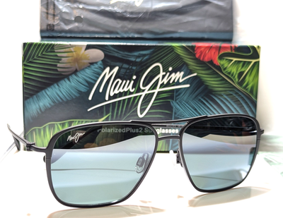 NEW Maui Jim Beaches Black Asian Fit Aviator Polarized Grey