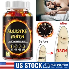 #1 BEST-MALE ENLARGER THICKER LONGER BIGGER 4" GROWTH ENLARGEMENT 60 GUMMIES