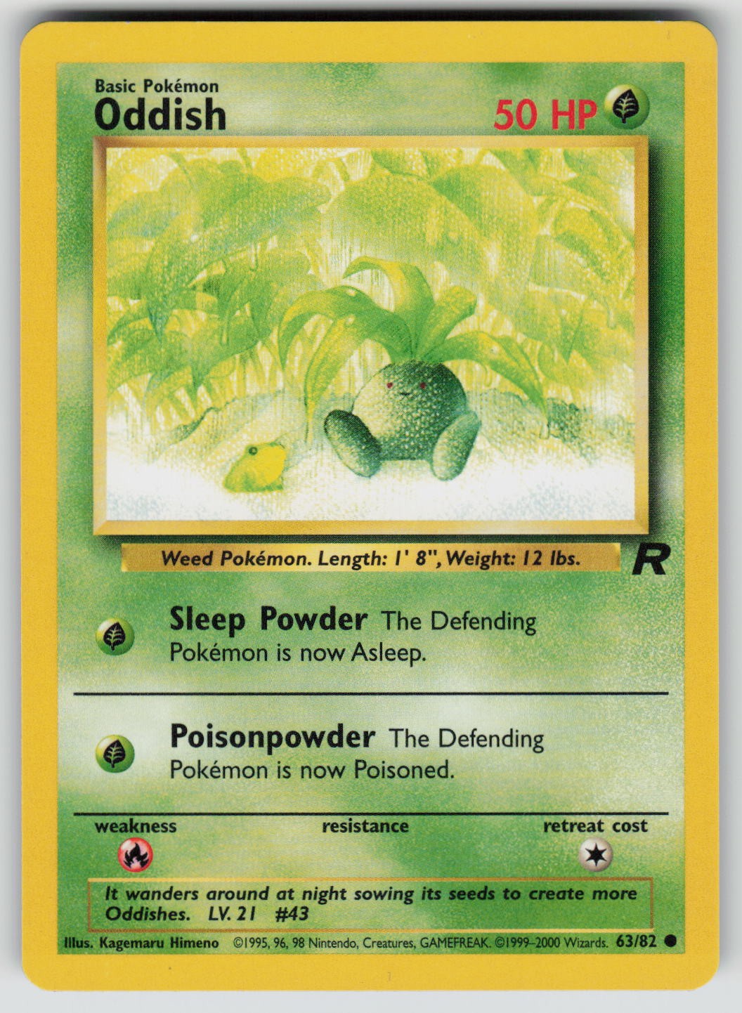 Oddish 63/82 Common Team Rocket Pokemon Unlimited LP A 1318