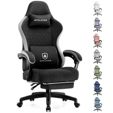  Gaming Chair, Computer Office Chair with Pocket Spring Cushion, Bright Black