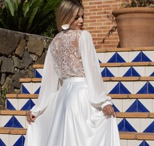 Lace bridal robe with train Wedding robes Bride robe for wedding day Gift