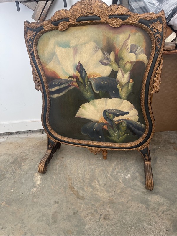 Old Fire Screen Oil Painting 
