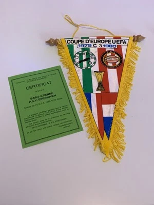 AS Saint Etienne PSV Eindhoven rare fanion coupe d'Europe 1980 ASSE - Photo 1/2