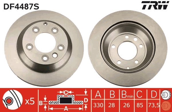2X Bremsscheibe TRW Single DF4487S FüR VW Audi Porsche Touareg Q7 Cayenne 4LB-image