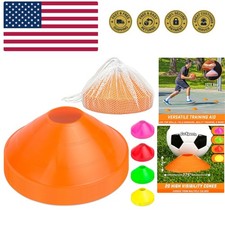 Sports Cones for Agility Training and Drills - 20 Pack with Tote - Orange, Gr...