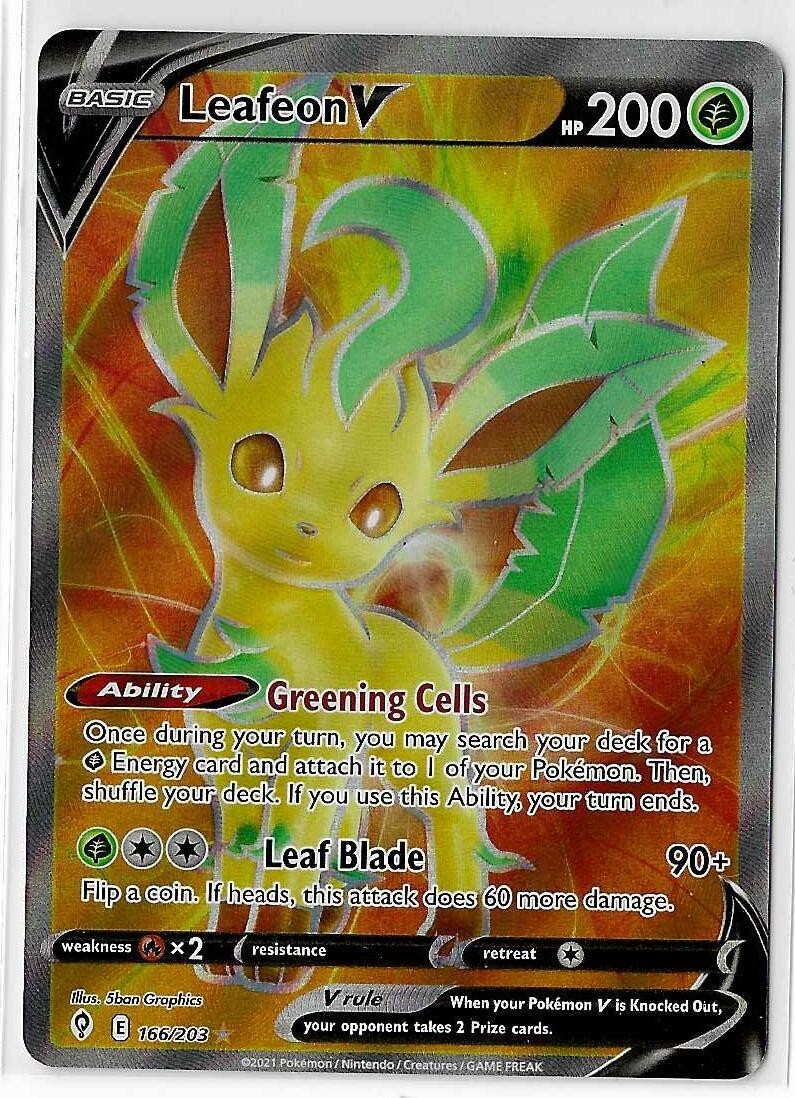 Pokemon TCG - Leafeon V Full Art - Evolving Skies 166/203 - NM FA