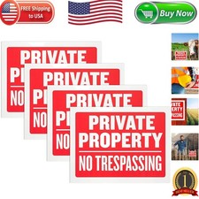 Durable 4 Pack Private Property Signs 9x12 - Weatherproof and Easy to Mount