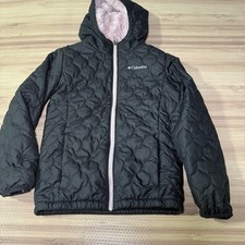 Columbia Youth Medium 10/12 Black Puffer Jacket Hooded Fleece Lined Coat