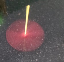 RED RARE PLASTIC HAND SPINNING TOP 1950'S SPINDLE HANDLE MADE IN HONG KONG