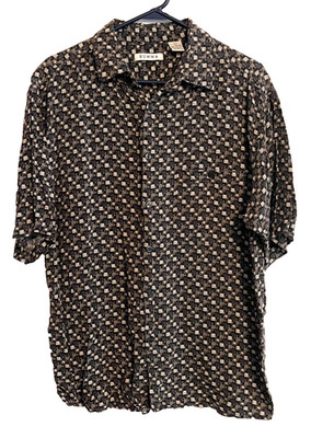 Summa 100% Rayon Shirt Lightweight Button Up Mens Size Large Abstract Print