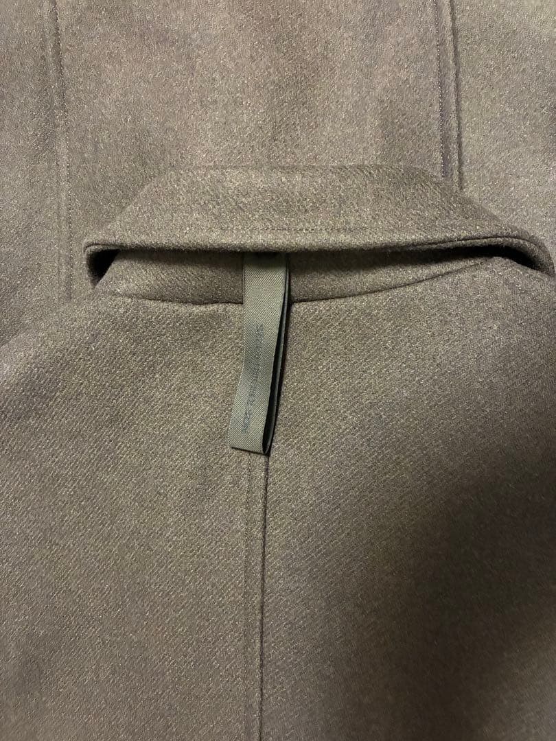 ZARA STUDIO NICHOLSON Patch Leather Coat L Brown Wool