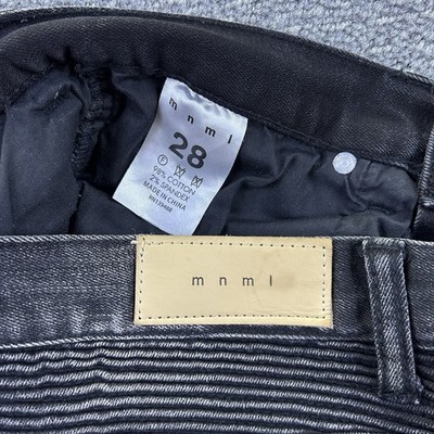 mnml サイズ28 MNML Moto Biker Jeans Black Wash Slim Straight Denim Size 28 Fit