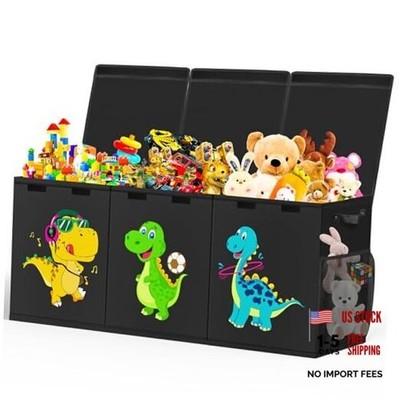 Beadsky Extra Large Toy Box, Collapsible Toddlers Toy Chest Kids Storage Black