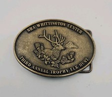 NRA Whittington Center Third Annual Trophy Elk Hunt Belt Buckle Hunting Brass