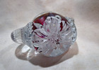 Vintage Gibson Art Glass 1999 Teapot Paperweight / Ring Holder Burgundy Lilies — photo 3