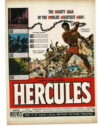 HERCULES Steve Reeves 1959 Movie Promo Vintage Print Ad