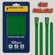 Releasable Cable Ties Reusable Green Natural Nylon Plastic Zip Tie Wraps