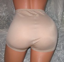 NEW LARGE VINTAGE BALI FULL CUT BEIGE SILKY NYLON GRANNY PANTIES BRIEFS 2633  