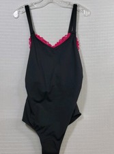 Capezio Encore Leotard Black Camisole-Style V-Neck Frontlace Trim Sz Child Large