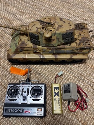 TAMIYA 1/16 German King Tiger Heavy Tank Painted RC Model Used
