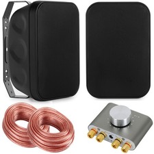 Outdoor Garten Lautsprecher Boxen Bluetooth Set 60W Schwarz Miniverstärker Kabel
