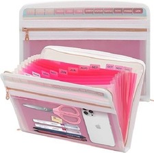 Mukawa 13 Pocket Zippered Expanding File Folder, Accordion File Organizer for...