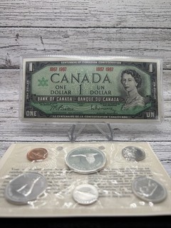 1967 Canada Centennial Proof like Silver Coin Set With One Dollar Bank Note