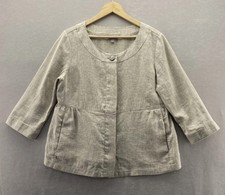 J Jill Tan Peplum Button Front Lightweight Linen Sz Med Summer Cardigan Polished