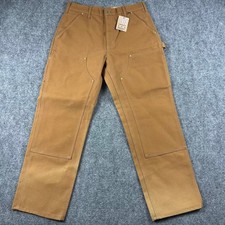 Carhartt B01 Double Front Work Pants Mens 34x30 Brown Duck Dungaree Made in USA