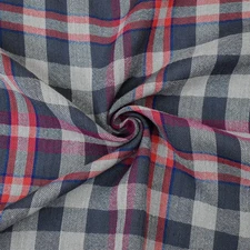 Blue-Red-Multi Famous Maker Cotton Plaid Gauze Woven Fabric