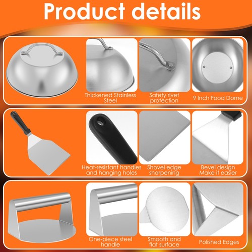 Smashed Burger Kit - Burgerpresse und Metallspatel zum Grillen auf Einem Fl5610 - Picture 4 of 6