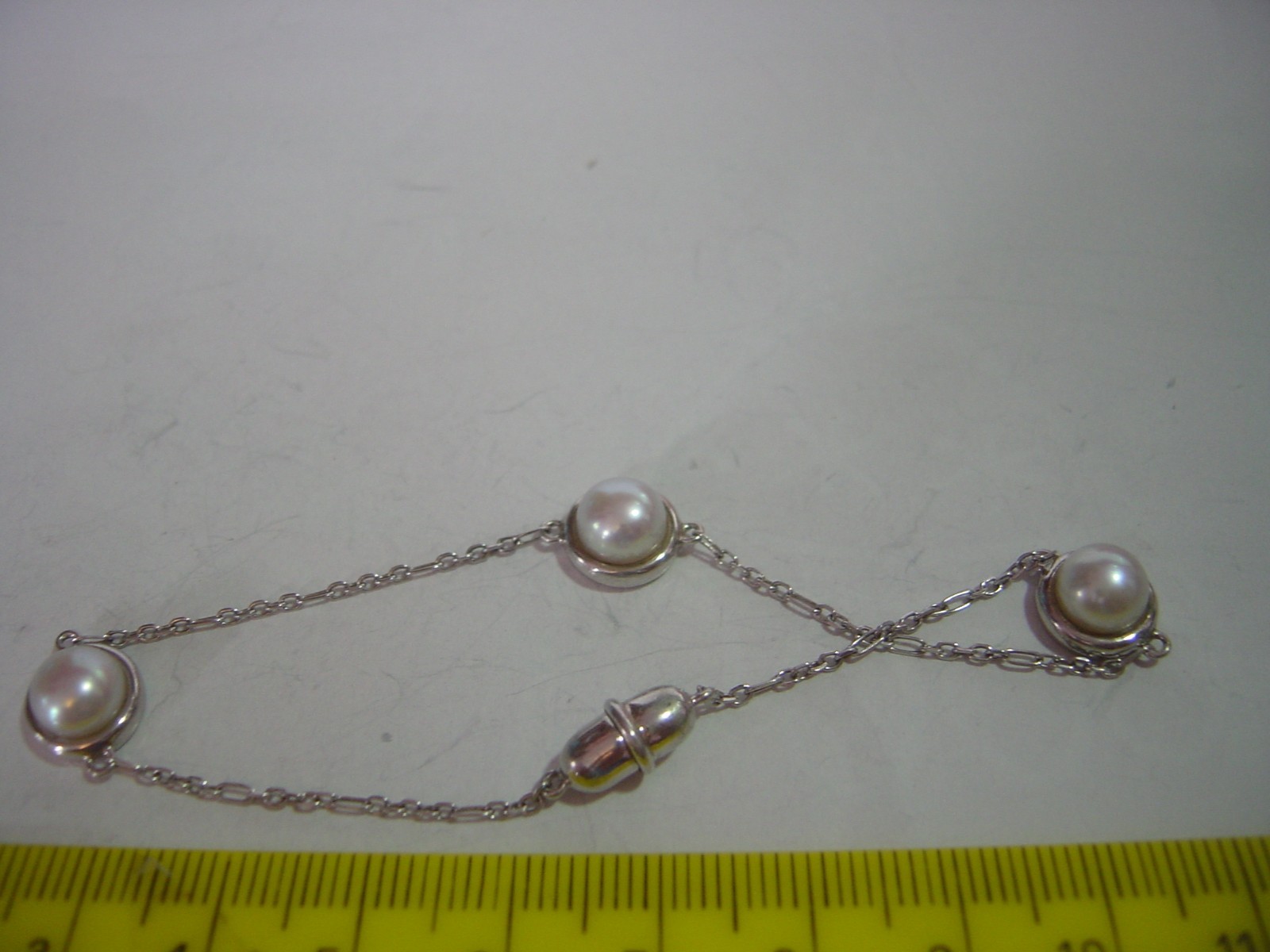 Solid Silver Bracelet-7.5" Superb Real Pearls wit… - image 3
