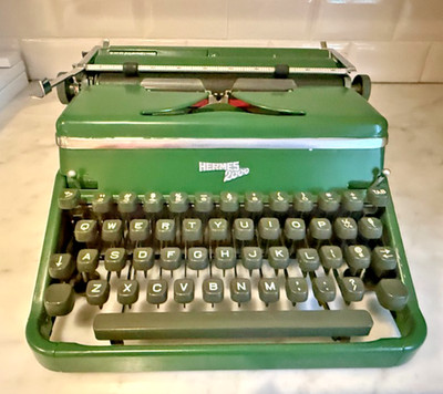 Vintage Hermes 2000 Typewriter Custom Olive Green Pica Typeface Working