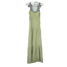 Old Navy Women's Small Yellow Gray Stripe Sleeveless Tiered Maxi Dress Beach y2k