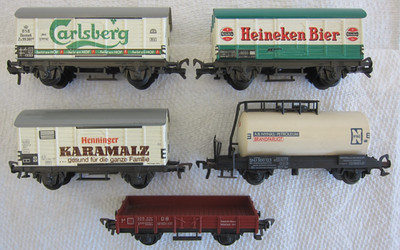 FLEISCHMANN HO 6ea. FREIGHT CARS, 1970's ORIGINALS FROM GERMANY-NICE! $12 SHIP!