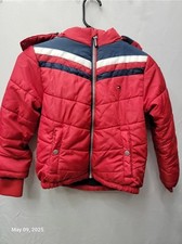 Tommy Hilfiger Red Warm zip kids Puffer coat w/ Removable Hood LOGO Name Back 7