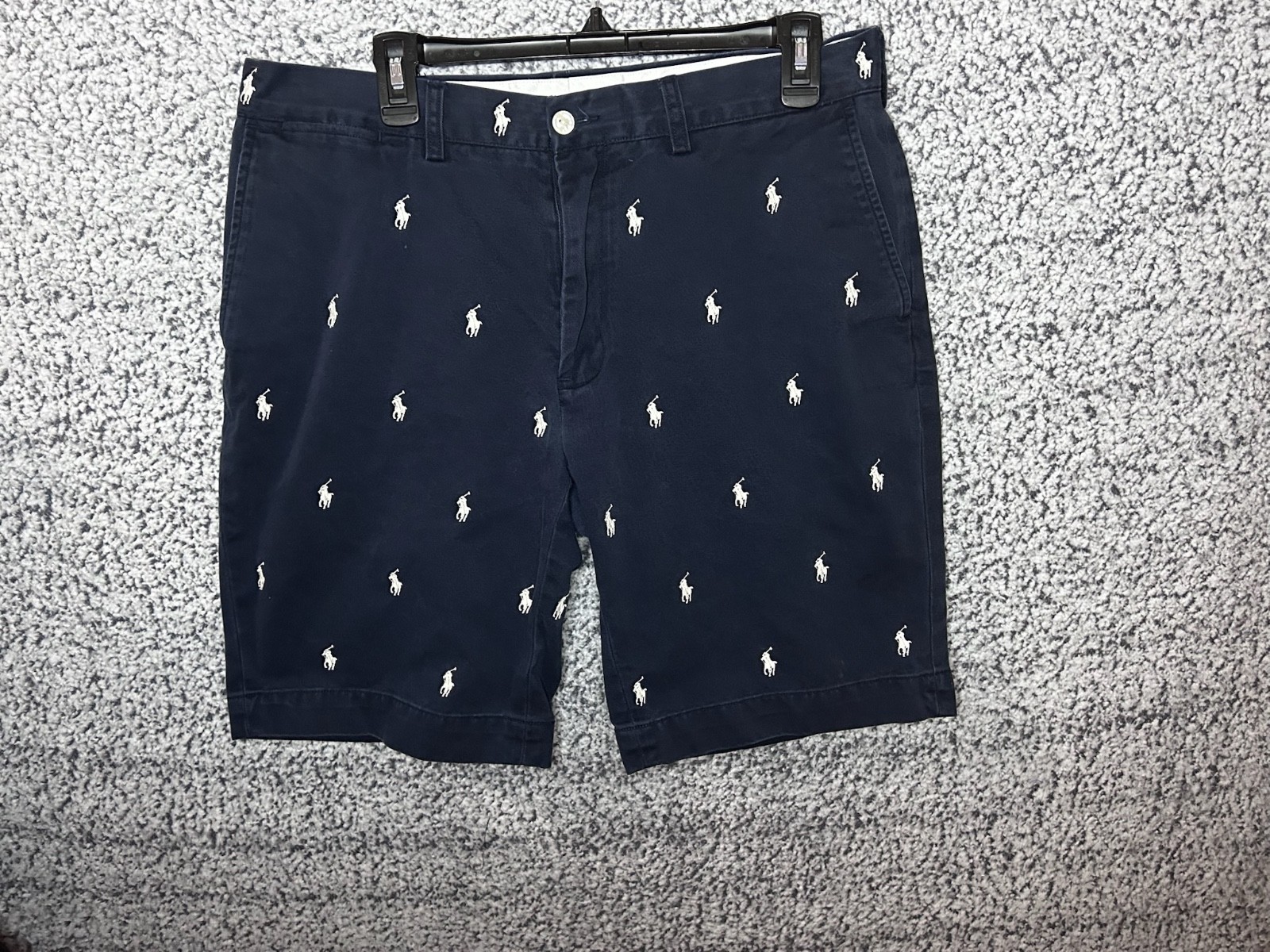 Vintage ALL OVER POLO Horse Logo Blue Shorts size 35 Chino Sri Lanka Made