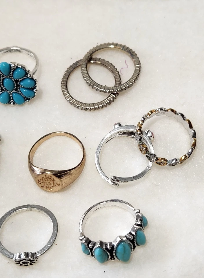 Lote de 20 Anillos de Moda de Disfraz Tono Dorado Tono Plata Sin Marca Temas Mixtos Foto 4 de 4