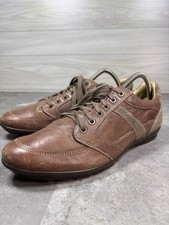 Geox Respira Symbol Men's Brown Leather Casual Sneakers EU 42 US 9 U32ASA Italy