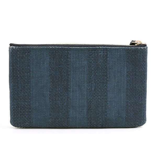 CHANEL Bag For Deauville Logo Pouch Mini Clutch Straw Navy
