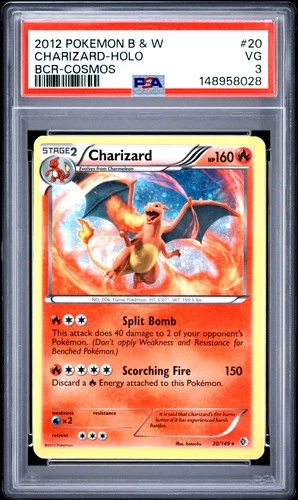 2012 POKEMON BLACK & WHITE BOUNDARIES CROSSED COSMOS #20 CHARIZARD-HOLO PSA 3