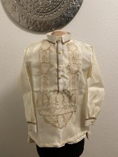 Barong tagalog For Kids Size 16 Organza With Silk Fiber Double Lining